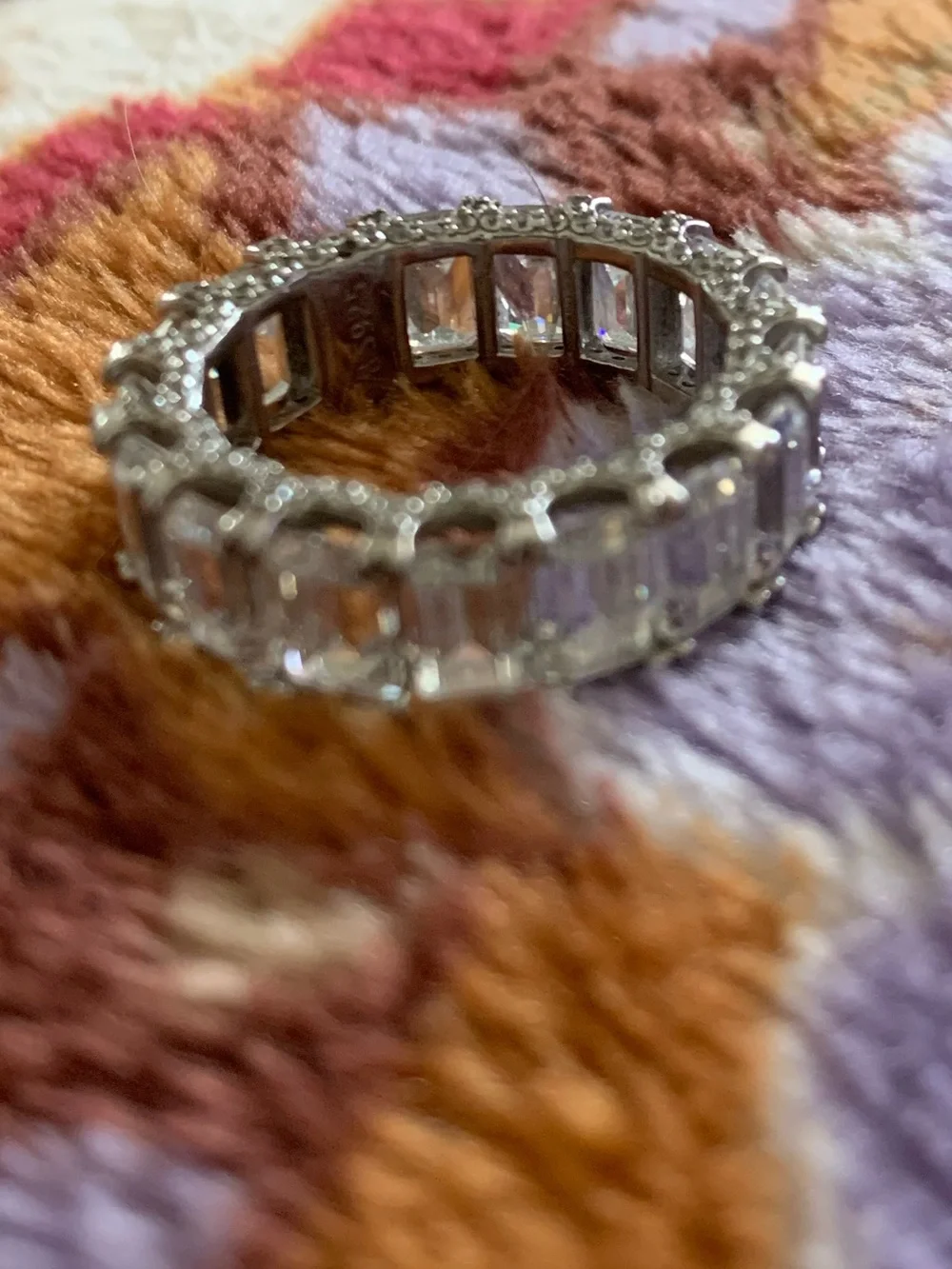 Silver Crystal Eternity Band - Clear Stone Women's Ring